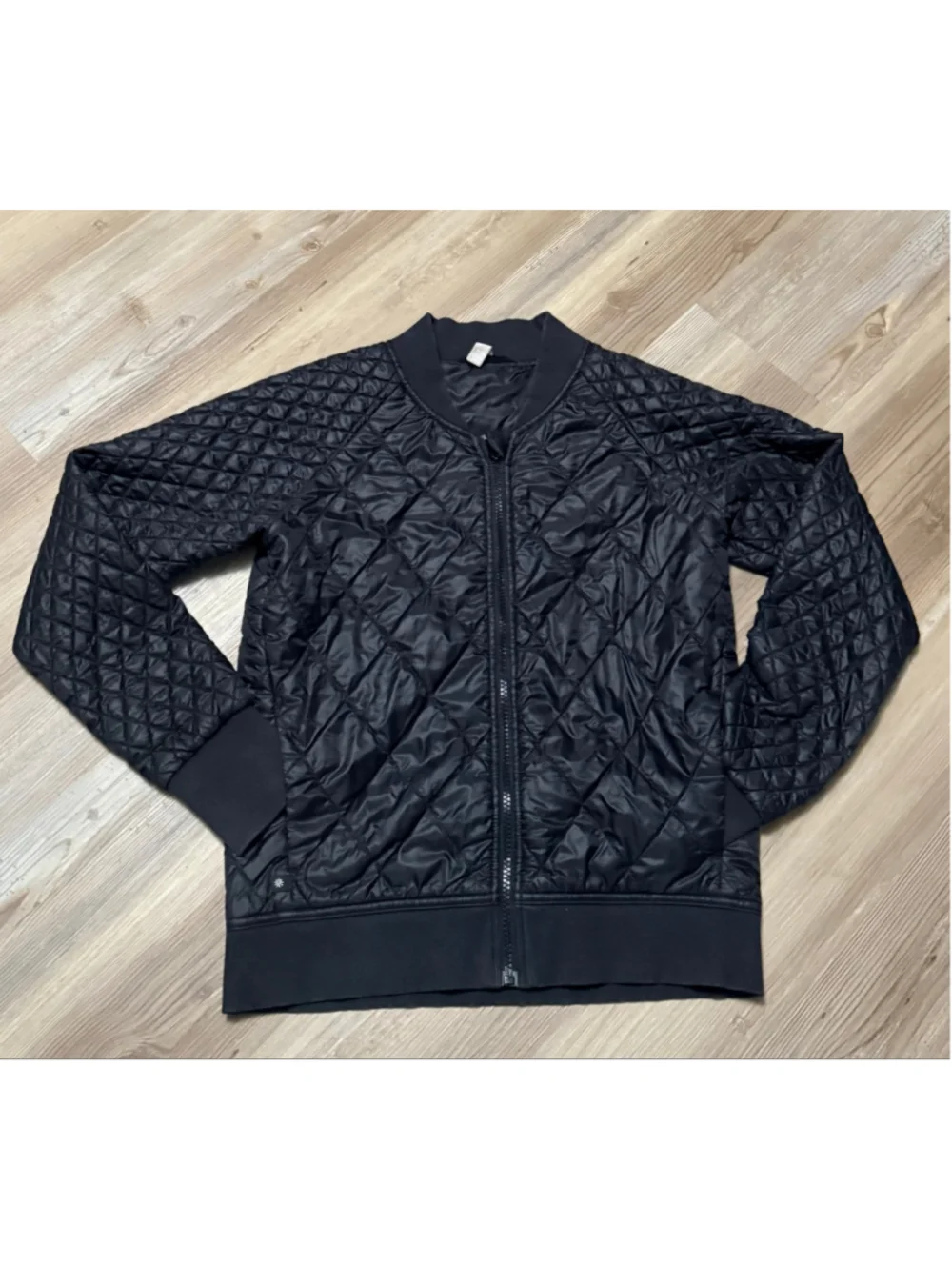 Girls Athleta Quilted Bomber Jacket Black size XL (14)